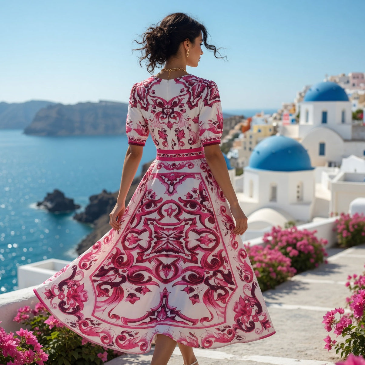 Portofino Pearl Puff Sleeve Dress
